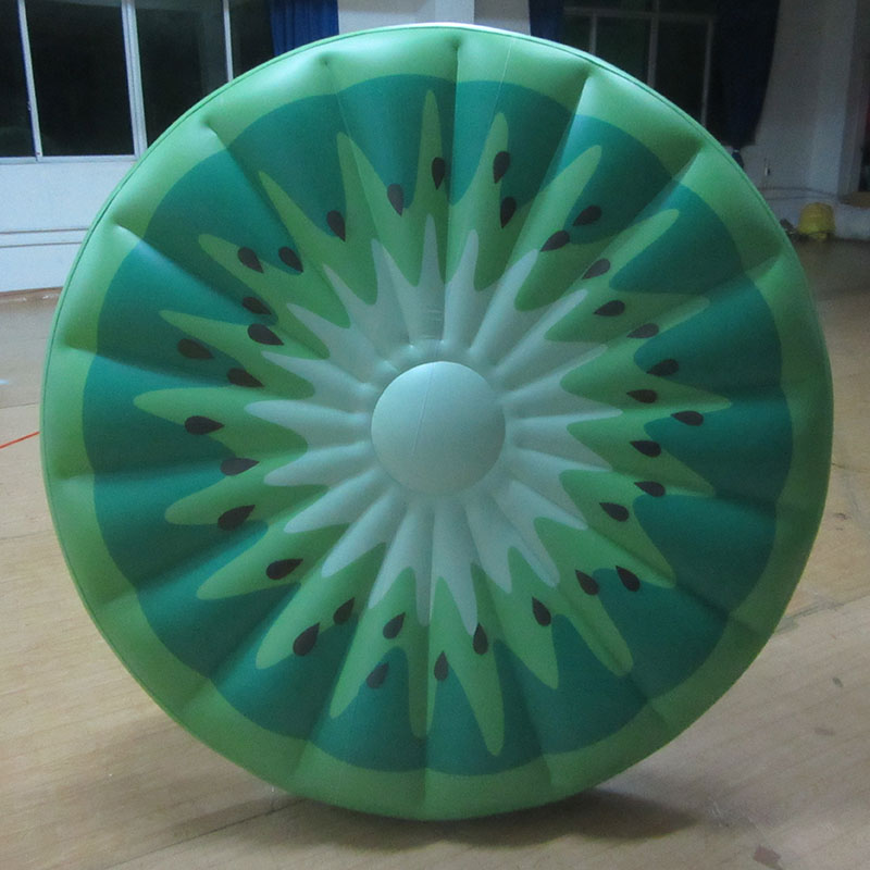 Custom Green Lemon Pattern Round Inflatable Pool Floating Air Mattres