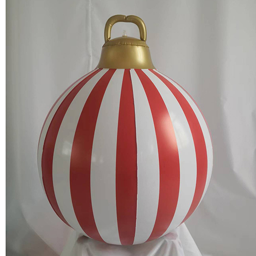 Customised Light Up Inflatable White With Res Stripes Chistmas Ornament Ball