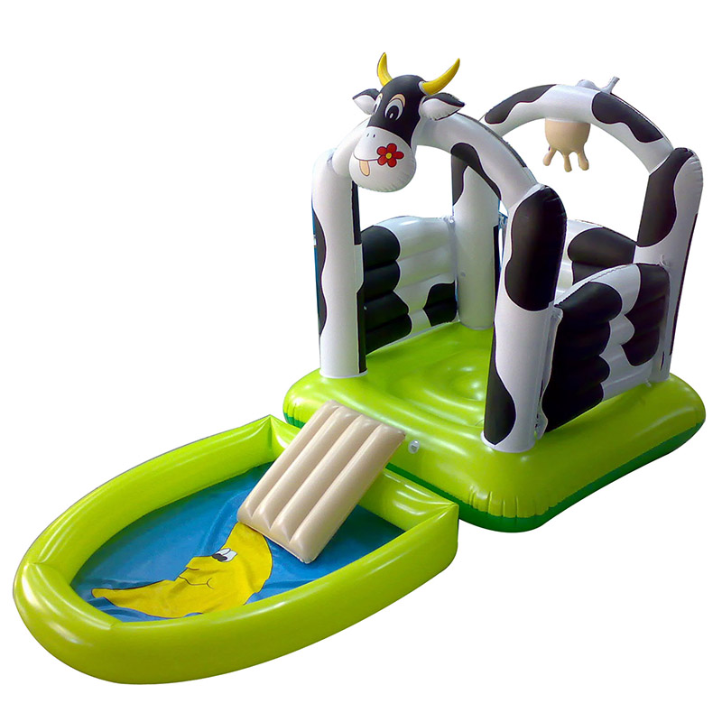 Customised  Combination Inflatable Cow Bouncer Sprinkling Kiddie Swimming Pool