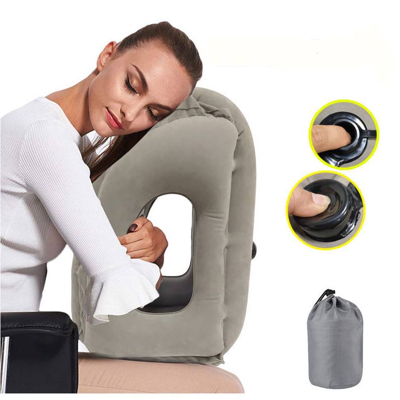 Custom Inflatable PVC Flocking Traveling Pillows For Naps Compressible, Compact,Comfortable Sleeping
