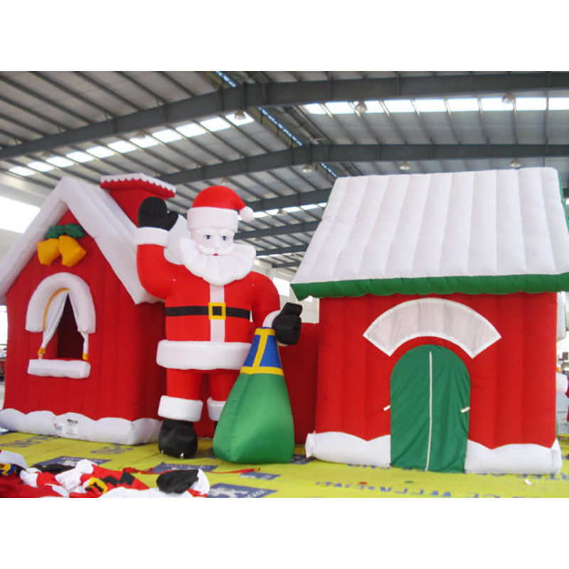 Customised Inflatable Cold Air Santa And House Bouncer Yard Decorations Bouncing