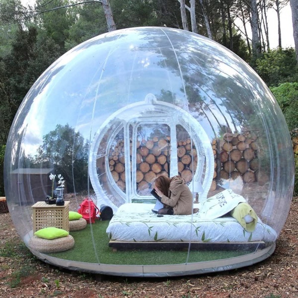 Inflatable igloo transparent dome clear bubble tent with led light