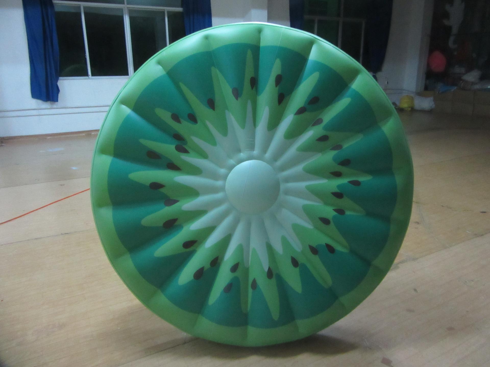 Custom Green Lemon Pattern Round Inflatable Pool Floating Air Mattres