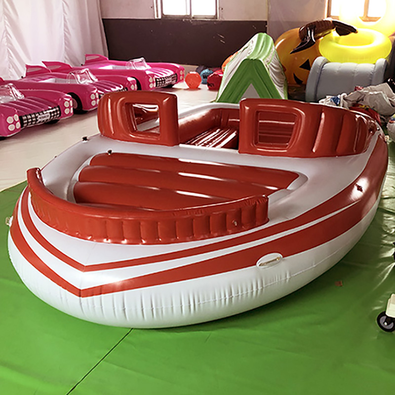 Inflatable Giant 6 Person Orrange Party Island Pool Float