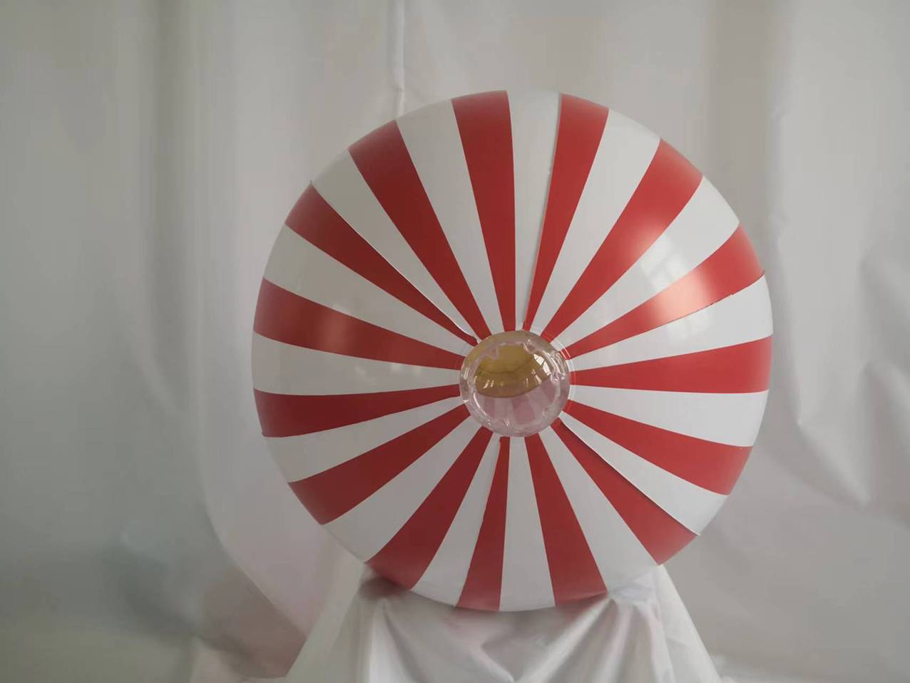 Customised Light Up Inflatable White With Res Stripes Chistmas Ornament Ball