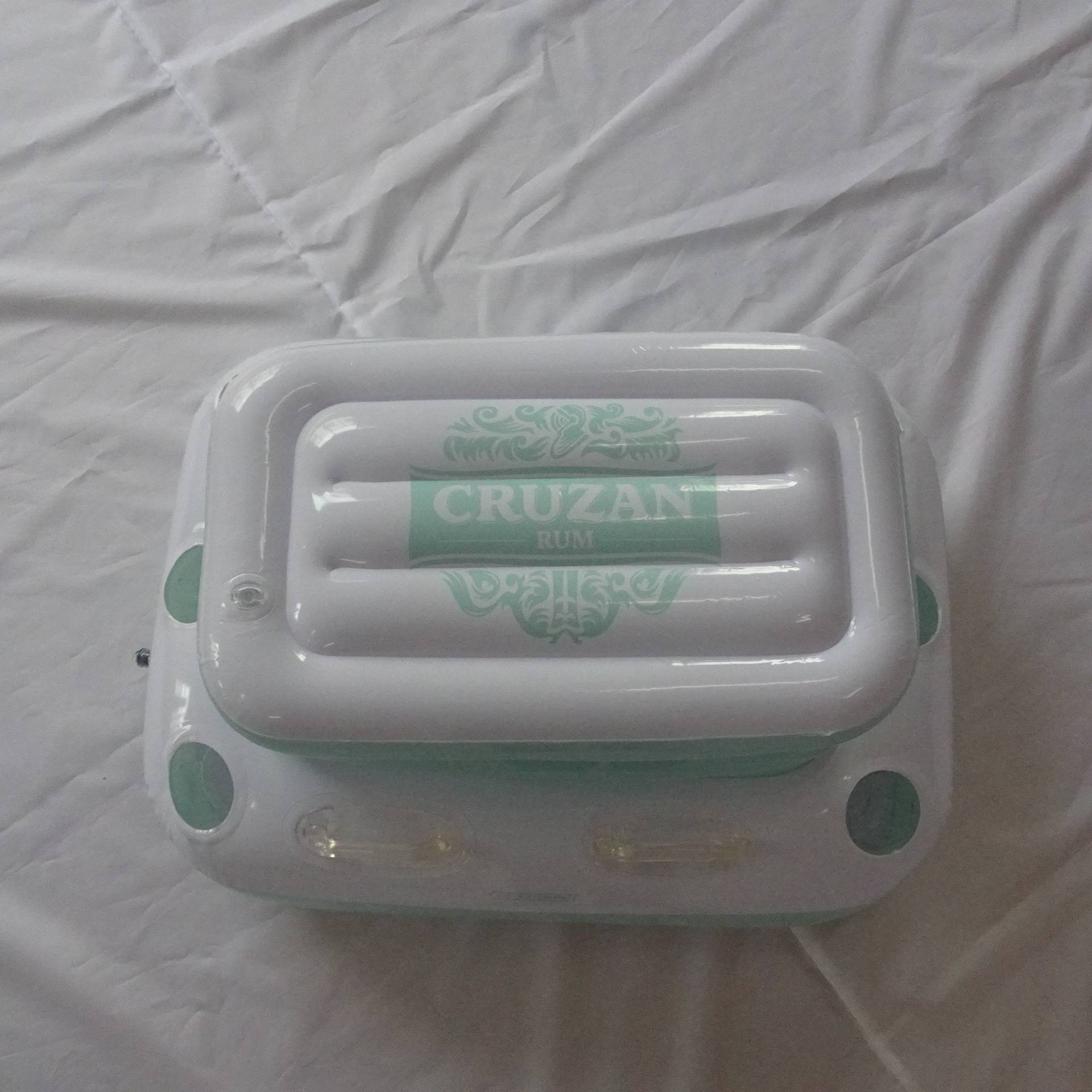 Customised White Color Cooler With Blue Color Logo ;6Cup Holes,4Handles For Themed Party Parties