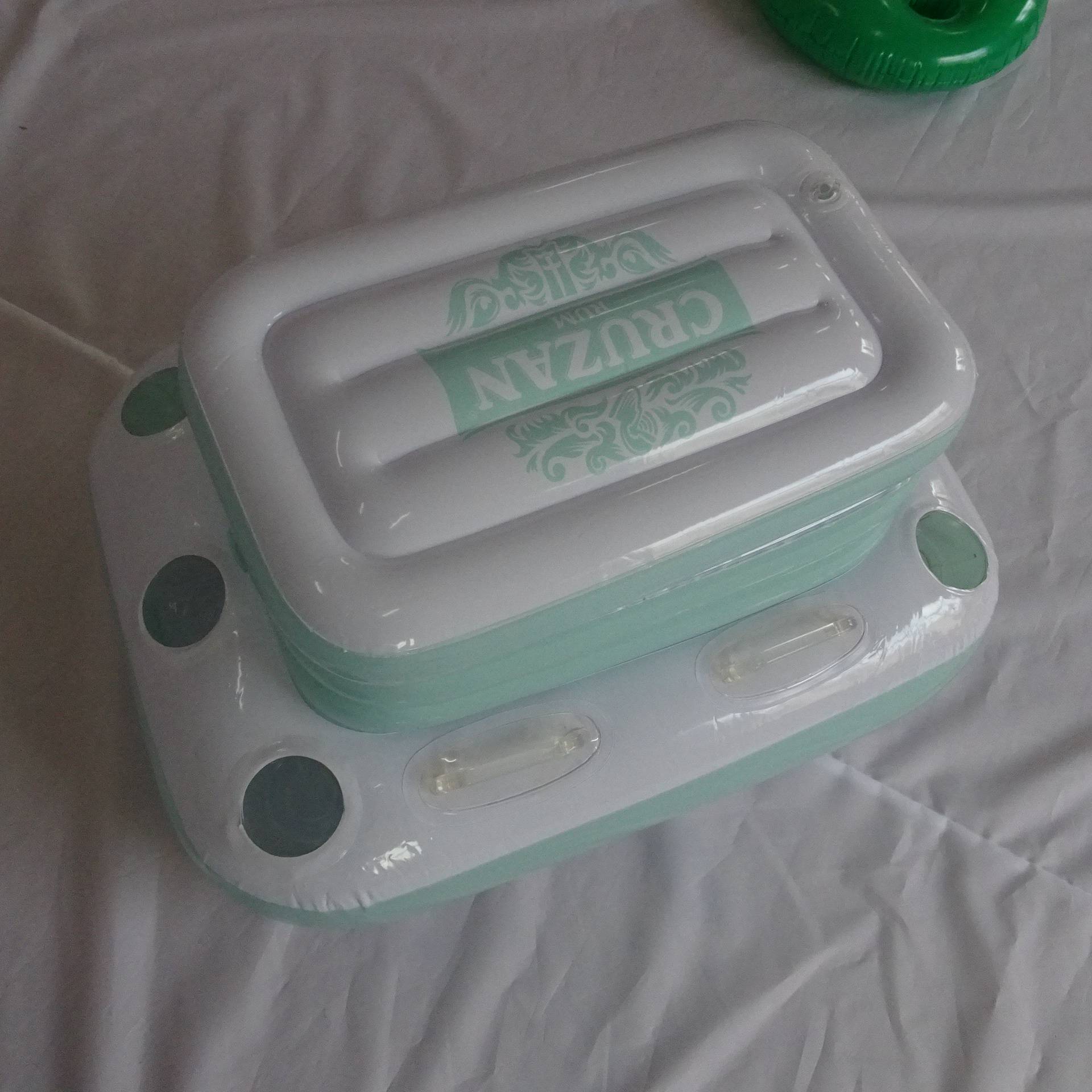 Customised White Color Cooler With Blue Color Logo ;6Cup Holes,4Handles For Themed Party Parties