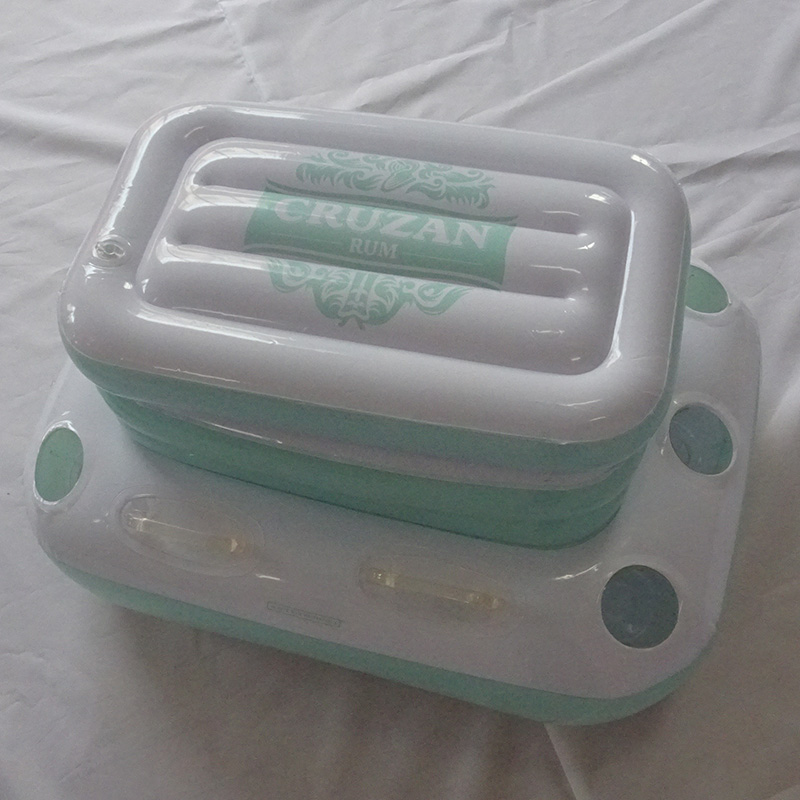 Customised White Color Cooler With Blue Color Logo ;6Cup Holes,4Handles For Themed Party Parties