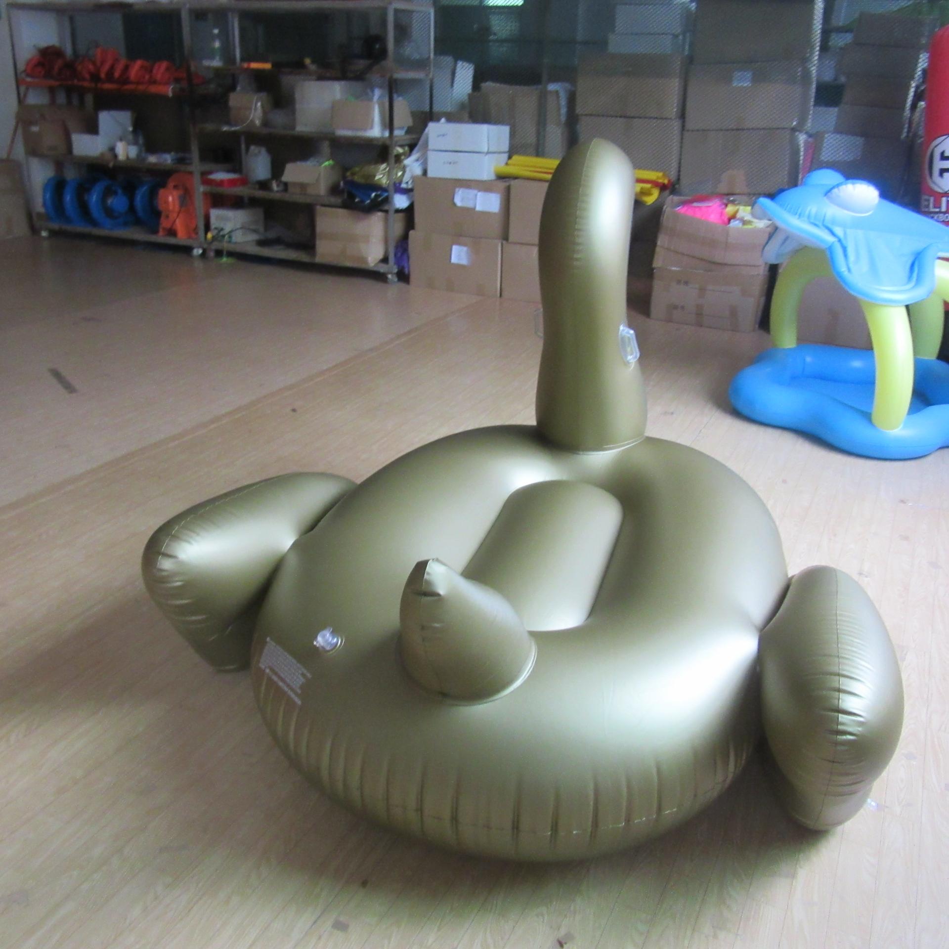 Customised Inflatable Gold Swan Swimming Pool Floating Animal Rider With Durable Handles Decorations