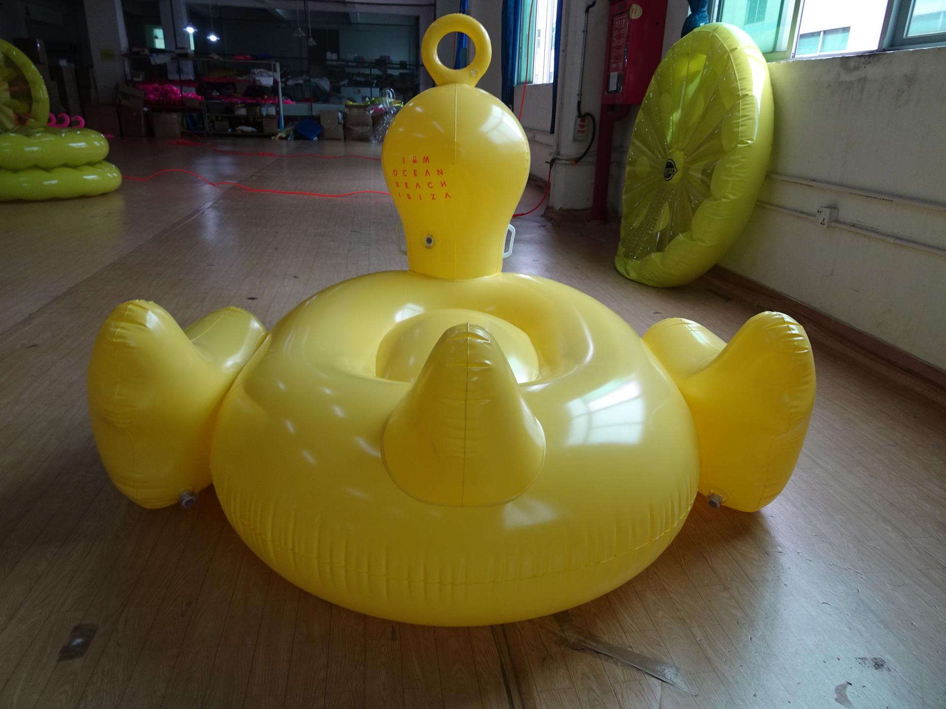 Customised Inflatable Yellow Duck Float Ride On Large For Summer Beach Swimming Pool Party