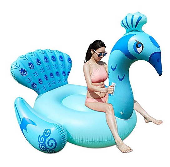 Customised Inflatable Peacock Float Ride On Large Rideable Rider Blow Up Summer Beach Swimming Pool 