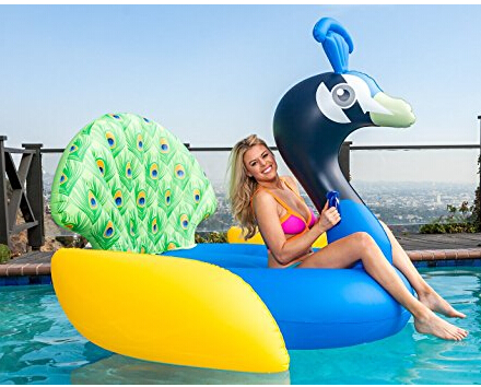 Customised Inflatable Peacock Float Ride On Large Rideable Rider Blow Up Summer Beach Swimming Pool 