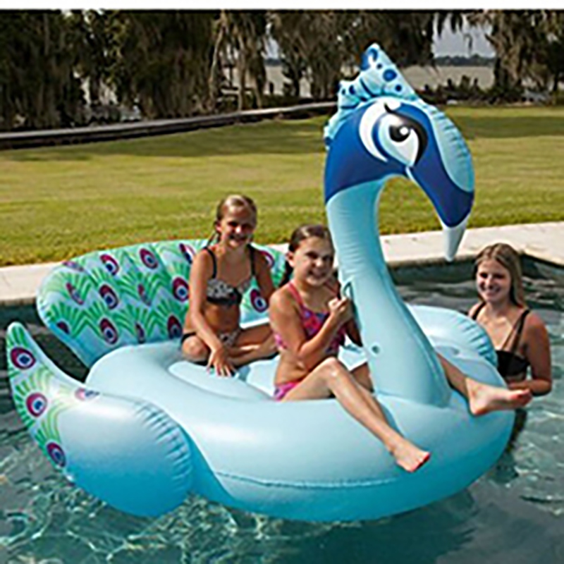 Customised Inflatable Peacock Float Ride On Large Rideable Rider Blow Up Summer Beach Swimming Pool 