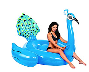 Customised Inflatable Peacock Float Ride On Large Rideable Rider Blow Up Summer Beach Swimming Pool 