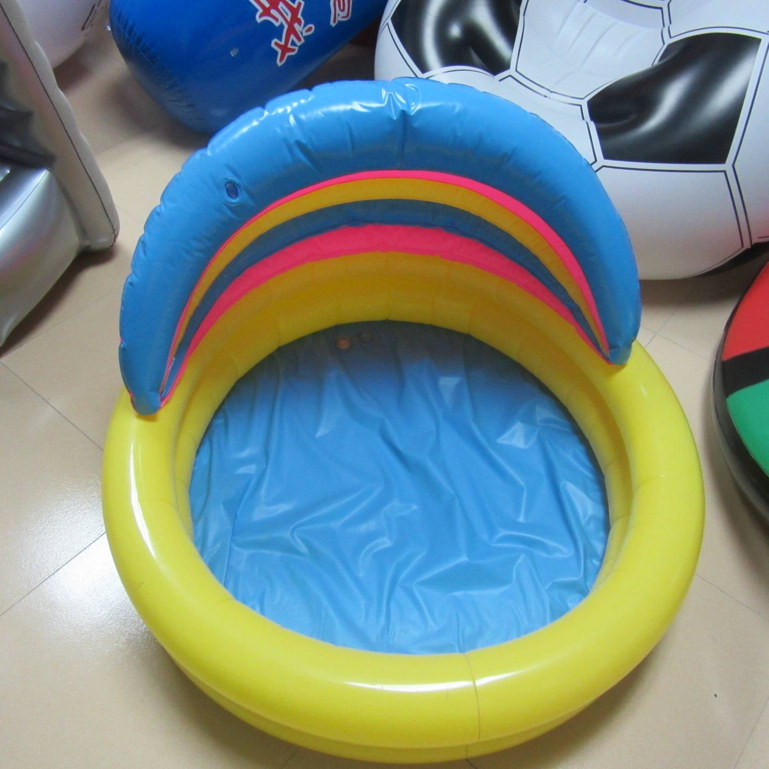 Customised Inflatable Blue Kiddie Swimming Pool With Sun Cover For Kids & Adults Includes Repair Kit
