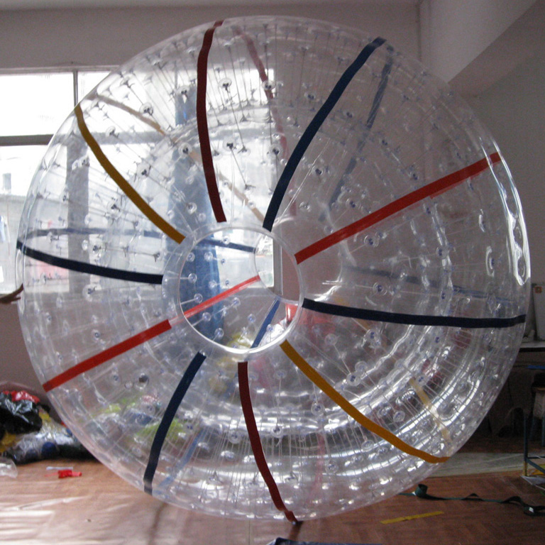Customised Dry Zorb With White Ropes,Clear Dots,Two Entry Hole With Two Harness,Colored Stipes