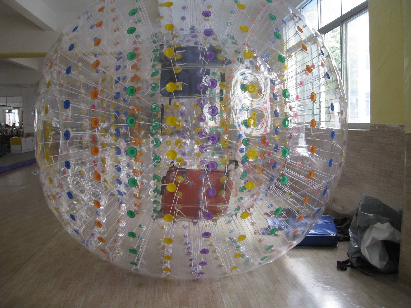 Customised Dry Zorb With Colored Ropes, Clear Dots, With Two Harness,6 Handles Backyard Lawn Active