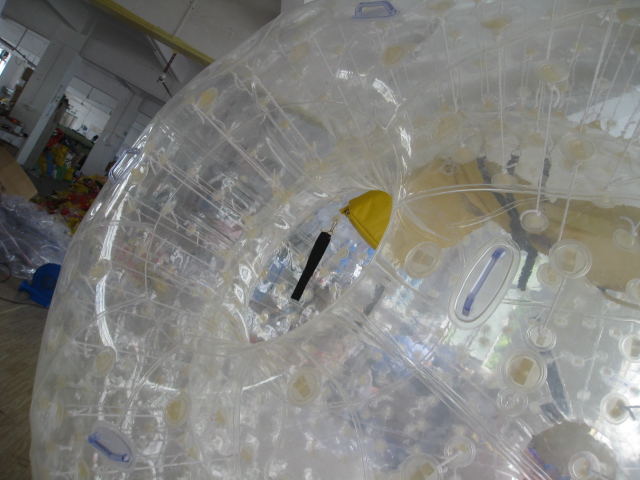Customised Tpu Inflatable Zorb Ball With Two Entry Hole With Yellow Harness Team Gaming Play
