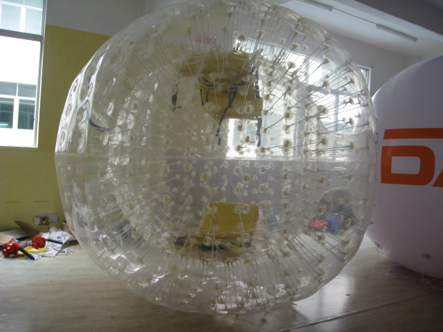 Customised Tpu Inflatable Zorb Ball With Two Entry Hole With Yellow Harness Team Gaming Play