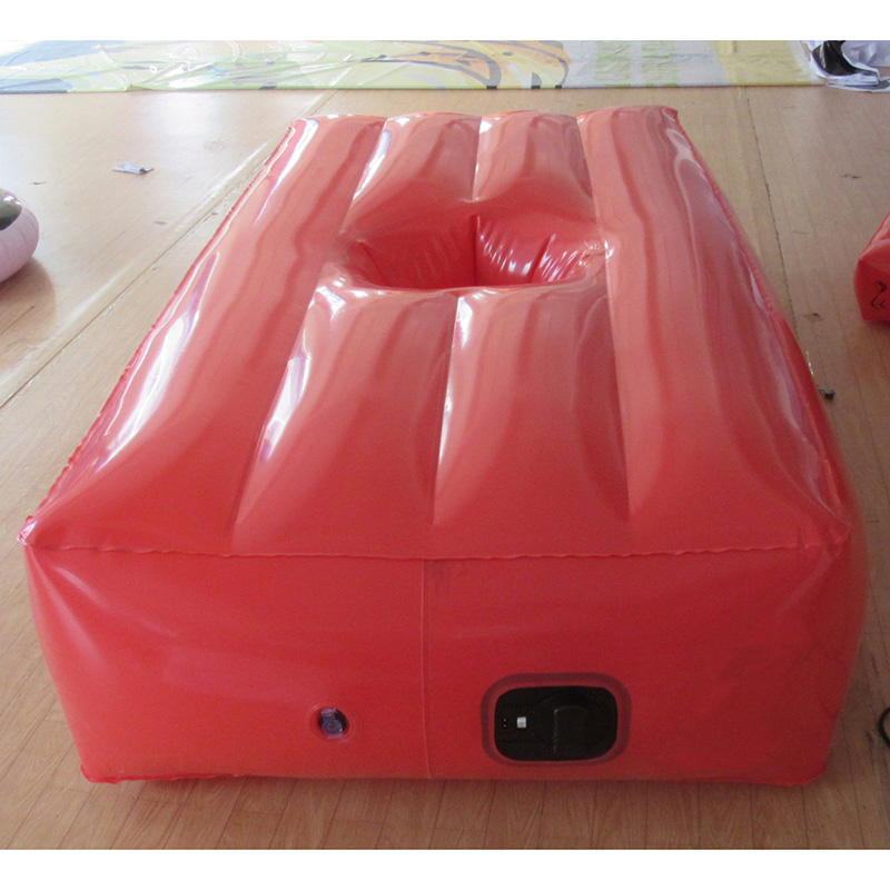 Customised Inflatable Trarnsparent Red Mattress On Exterior Surface On Top And Hole