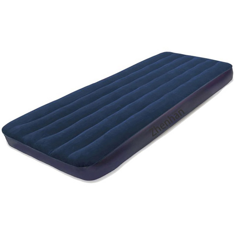 Customised Inflatable Flocked Single Mattress With Built-In Pump For Outdoor Travel