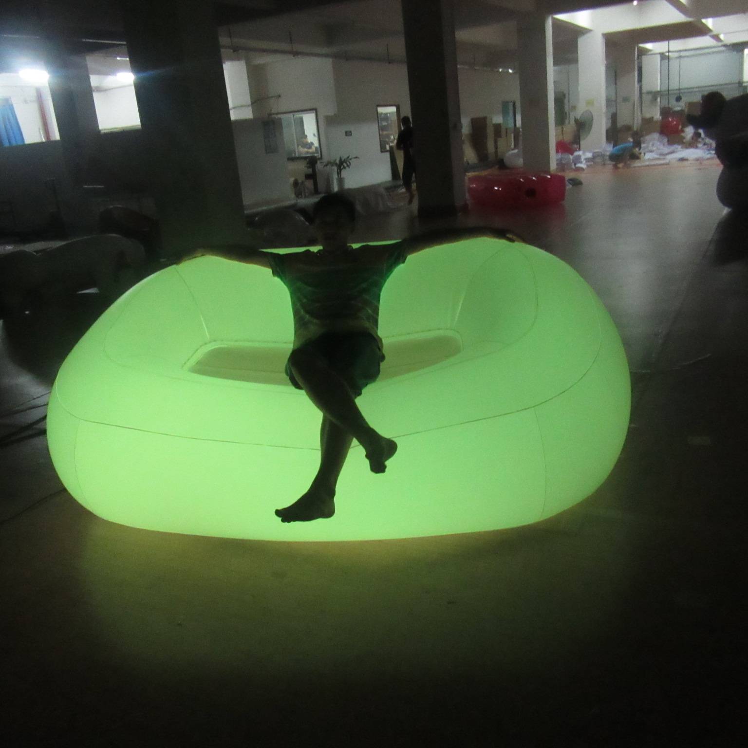 Customised 3 Seats Inflatable Led Lighting Transparent PVC Long Sofa Perfect For Event Decorations