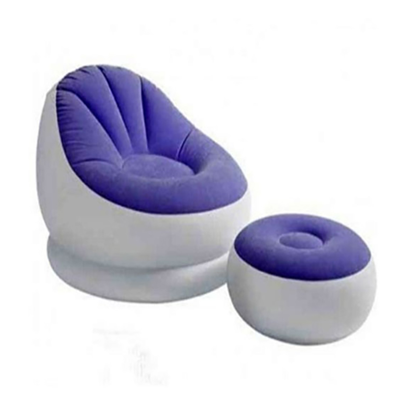 Customised Inflatable PVC Flocking Chaise Cafe Sofa With Footstool For Home, Living Room
