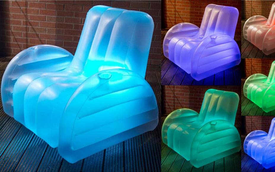 Customised One Seat Led Inflatable Sofa Chair With Armrest And Cup Holder For Indoor And Outdoor