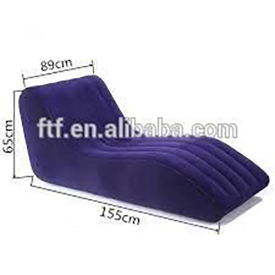 Customised Inflatable Flocked Blue Lounge Sex Blow Up Sofa For Exercising Living Room