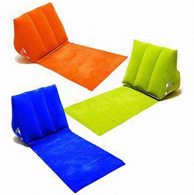 Customised Inflatable Flocked PVC Ultralight Camping Cushion Mattress Mat For Neck & Lumbar Support