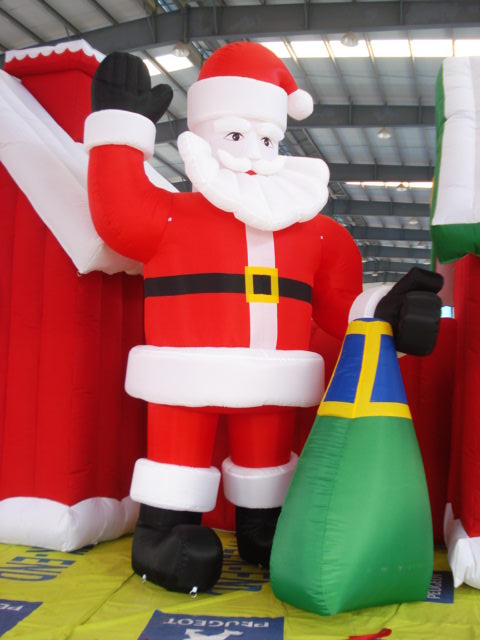 Customised Inflatable Cold Air Santa And House Bouncer Yard Decorations Bouncing