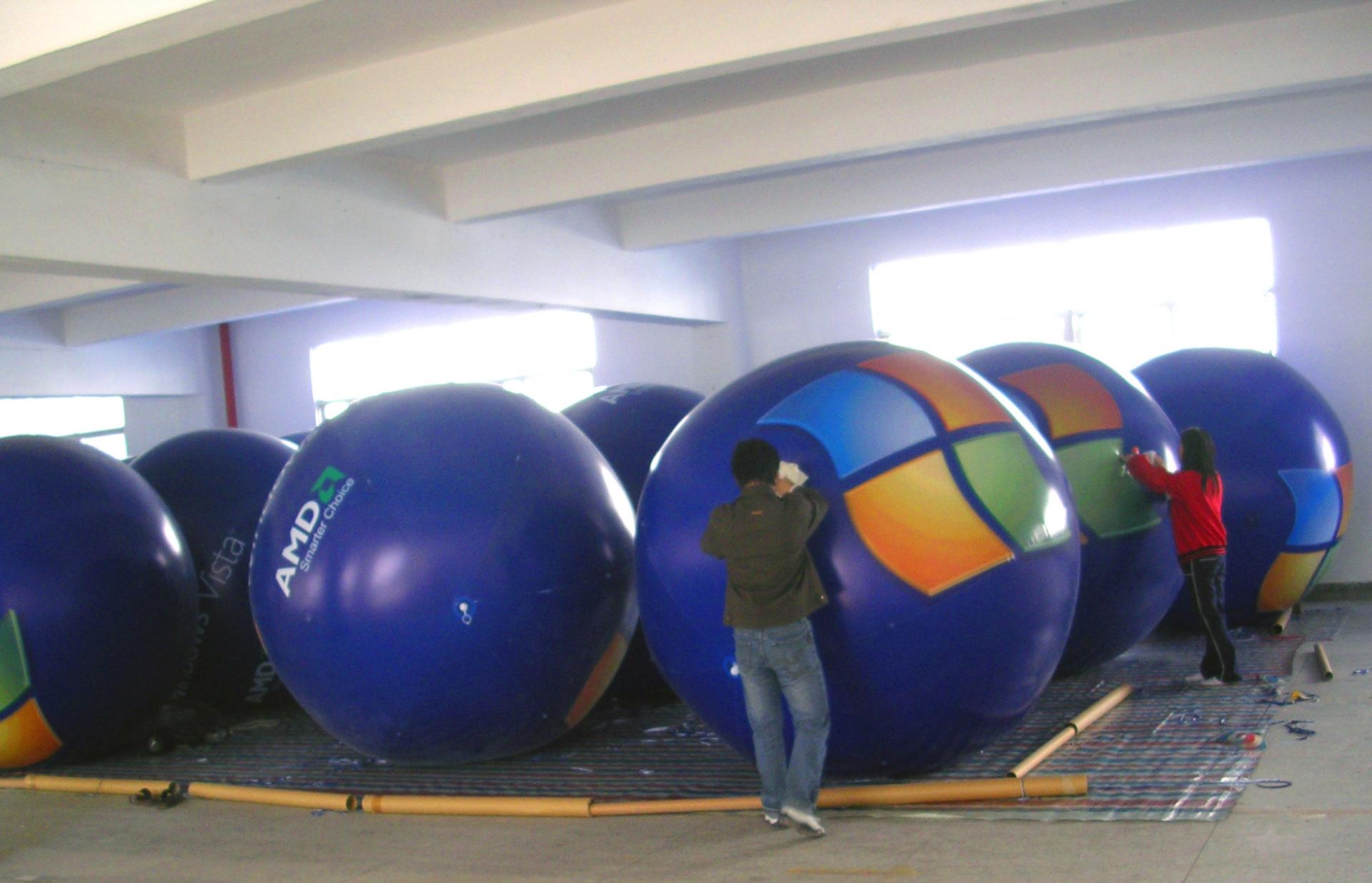 Customised 2.1M Dia Globe Windows Helium Balloon On Sky Advertising Promotion