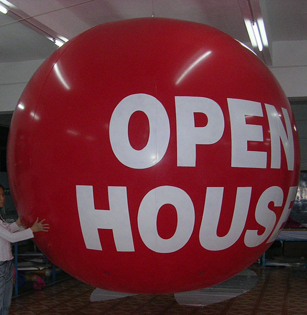 Customised Open House Helium Balloon 1C Logo Printed On Two Side For Advertising