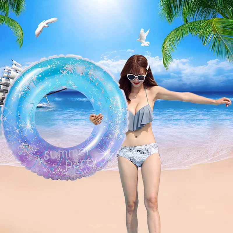 Spot cross-border ins thickened net red sequins star Swim ring adult PVC swimming circle armpit circle Swim ring wholesale