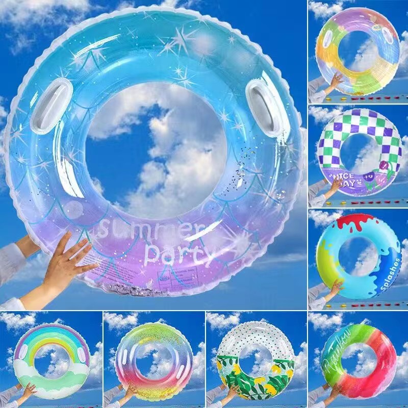 Spot cross-border ins thickened net red sequins star Swim ring adult PVC swimming circle armpit circle Swim ring wholesale