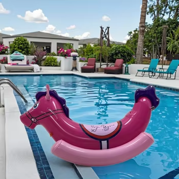 Customized Swimming Pool Floating Rocking Horse Toy Inflatable Pool Rocker