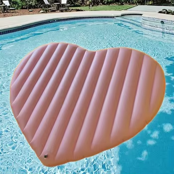 Customised Inflatable PVC Folding Mattress Heart Shaped Pool Lounge Outdoor Beach Party Fun