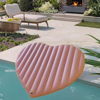 Customised Inflatable PVC Folding Mattress Heart Shaped Pool Lounge Outdoor Beach Party Fun