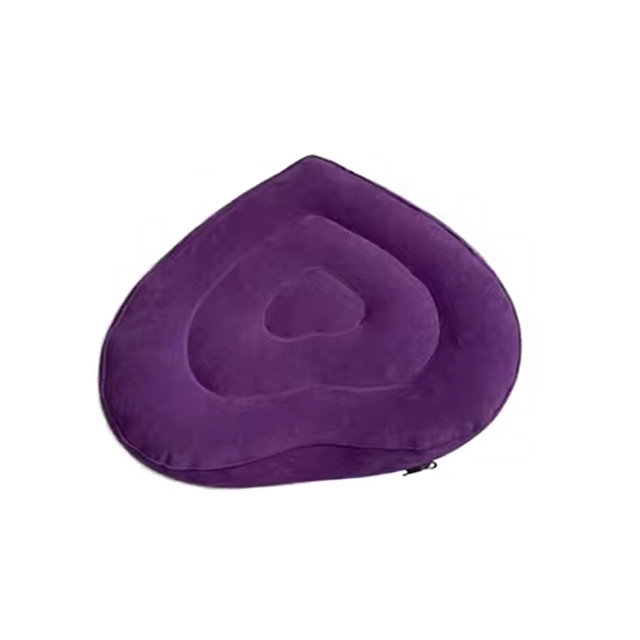 Customized Inflatable Purple Flocking Sofa Chair Heart Shape Lazy Air Chair Indoor Outdoor And Living Room