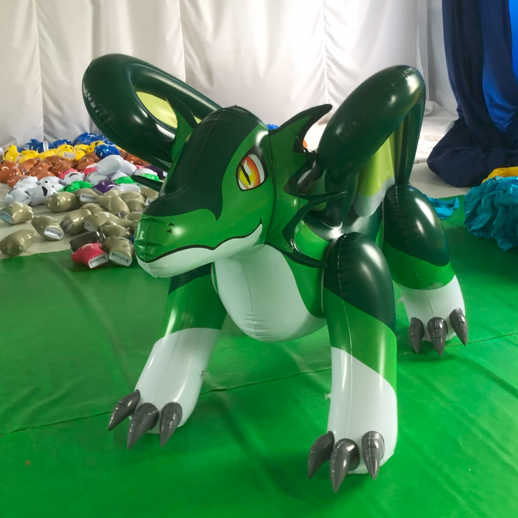 Custom Air Dorable Inflatable Animal Green Flying Dragon Cartoon Toys