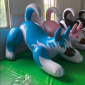 Custom Advertising Ride-On Inflatable Animal Sky Blue Cartoon Dogs With Artworks