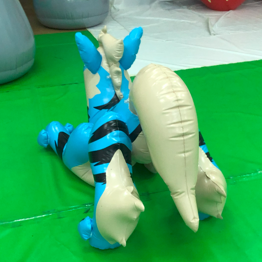 Customised Inflatable Dorable Airblown Stuffed Figures Animal Sky Blue Tiger Cartoon