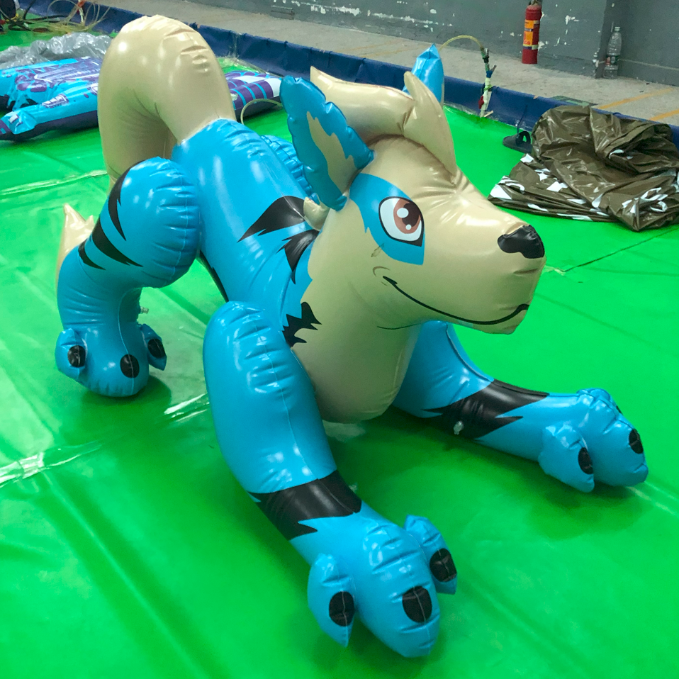 Customised Inflatable Dorable Airblown Stuffed Figures Animal Sky Blue Tiger Cartoon