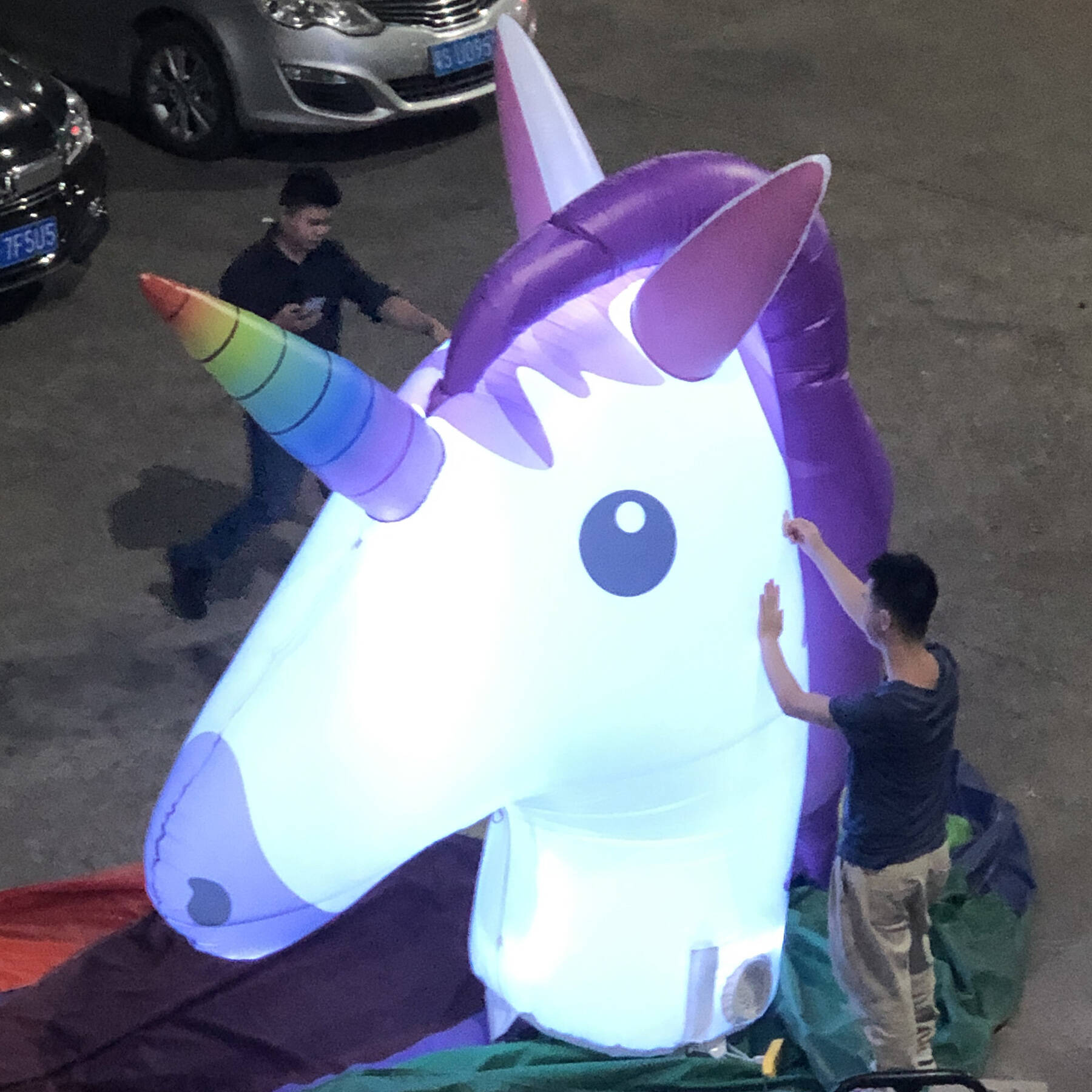 Custom make Inflatable Blow-Up Heavy Nylon Unicorn Head Figure With Led For Party Decoration