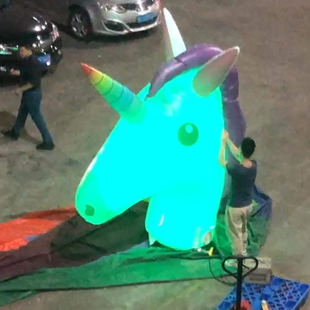 Custom make Inflatable Blow-Up Heavy Nylon Unicorn Head Figure With Led For Party Decoration
