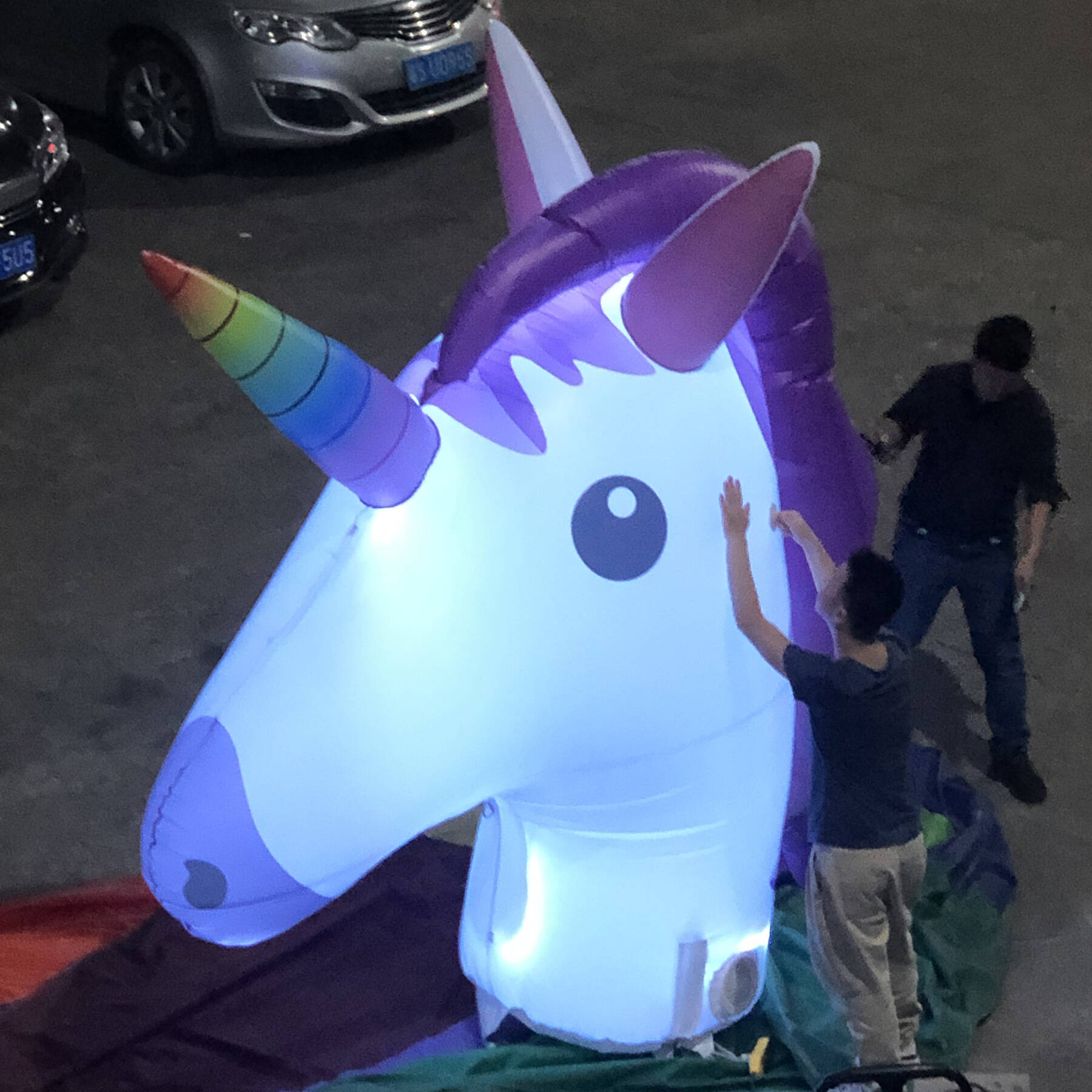 Custom make Inflatable Blow-Up Heavy Nylon Unicorn Head Figure With Led For Party Decoration