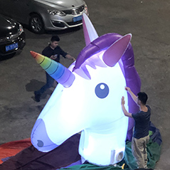Custom make Inflatable Blow-Up Heavy Nylon Unicorn Head Figure With Led For Party Decoration