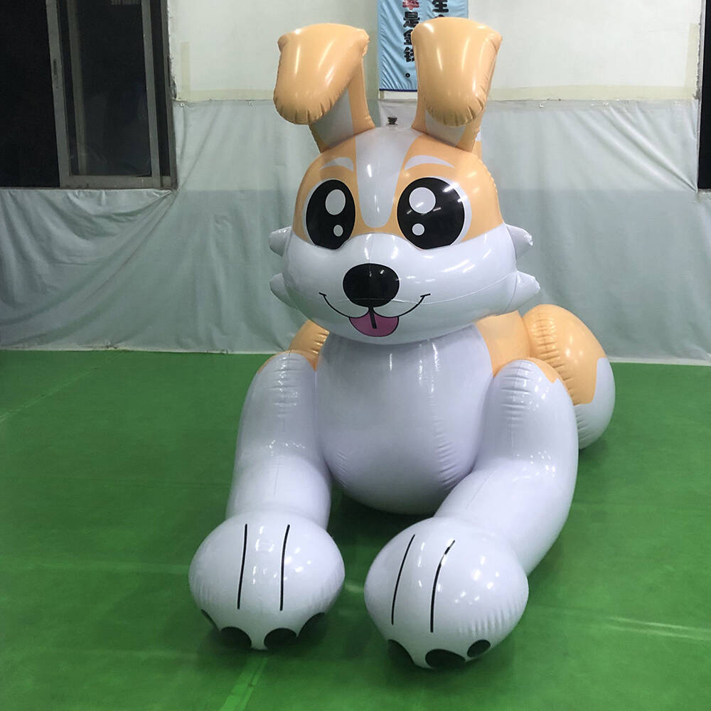Customised Inflatable Gold Yellow Cat Character With Reinforced Stressed Section Seams On Back Yard