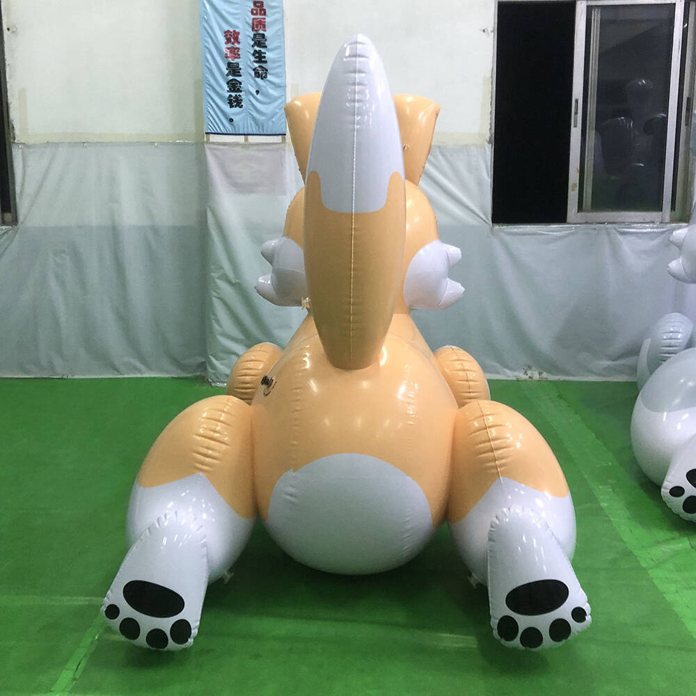 Customised Inflatable Gold Yellow Cat Character With Reinforced Stressed Section Seams On Back Yard