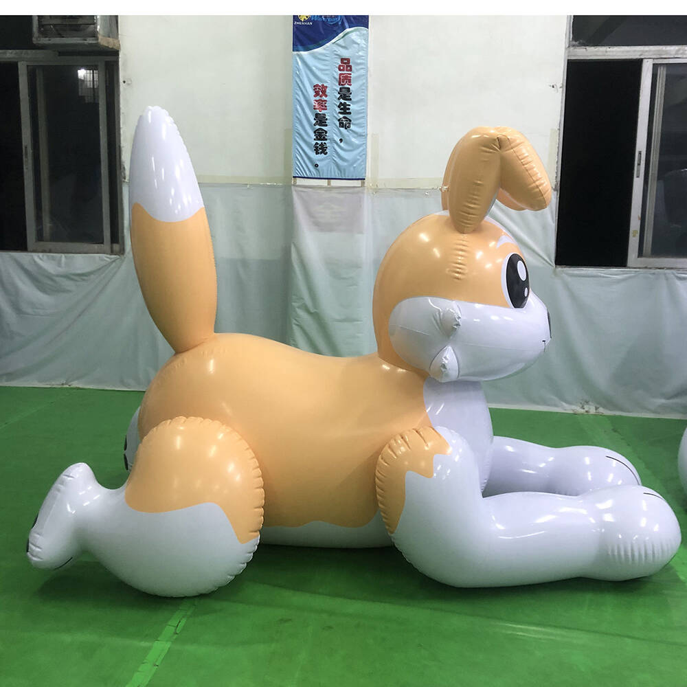 Customised Inflatable Gold Yellow Cat Character With Reinforced Stressed Section Seams On Back Yard
